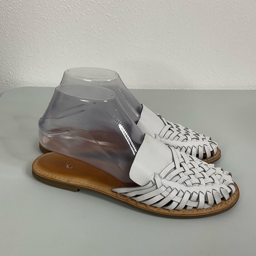 Latigo‎ Hibiscus White Leather Haurache Mules Size 8.5